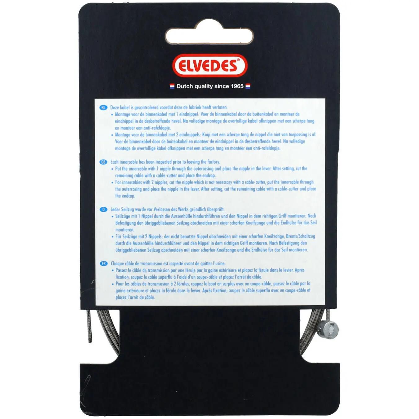 Elvedes Câble de frein 2000mm en acier inoxydable Slick Ø1,5mm T-Nipple 3/6