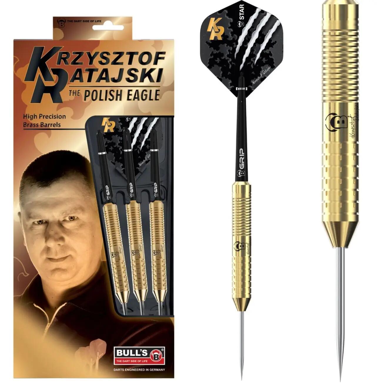 BULL'S Krzysztof Ratajski Brass Gold Steel Dart 24g 3/5