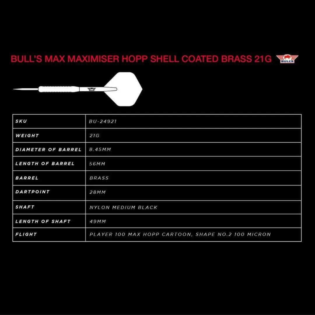 Bull's Max Maximiser Hopp Shell Coated Brass 21 gram 6/7