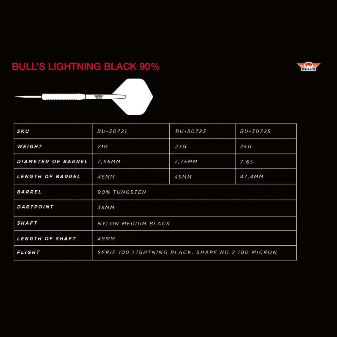 Bull's Lightning Black 90% Steeldarts 21g 6/7