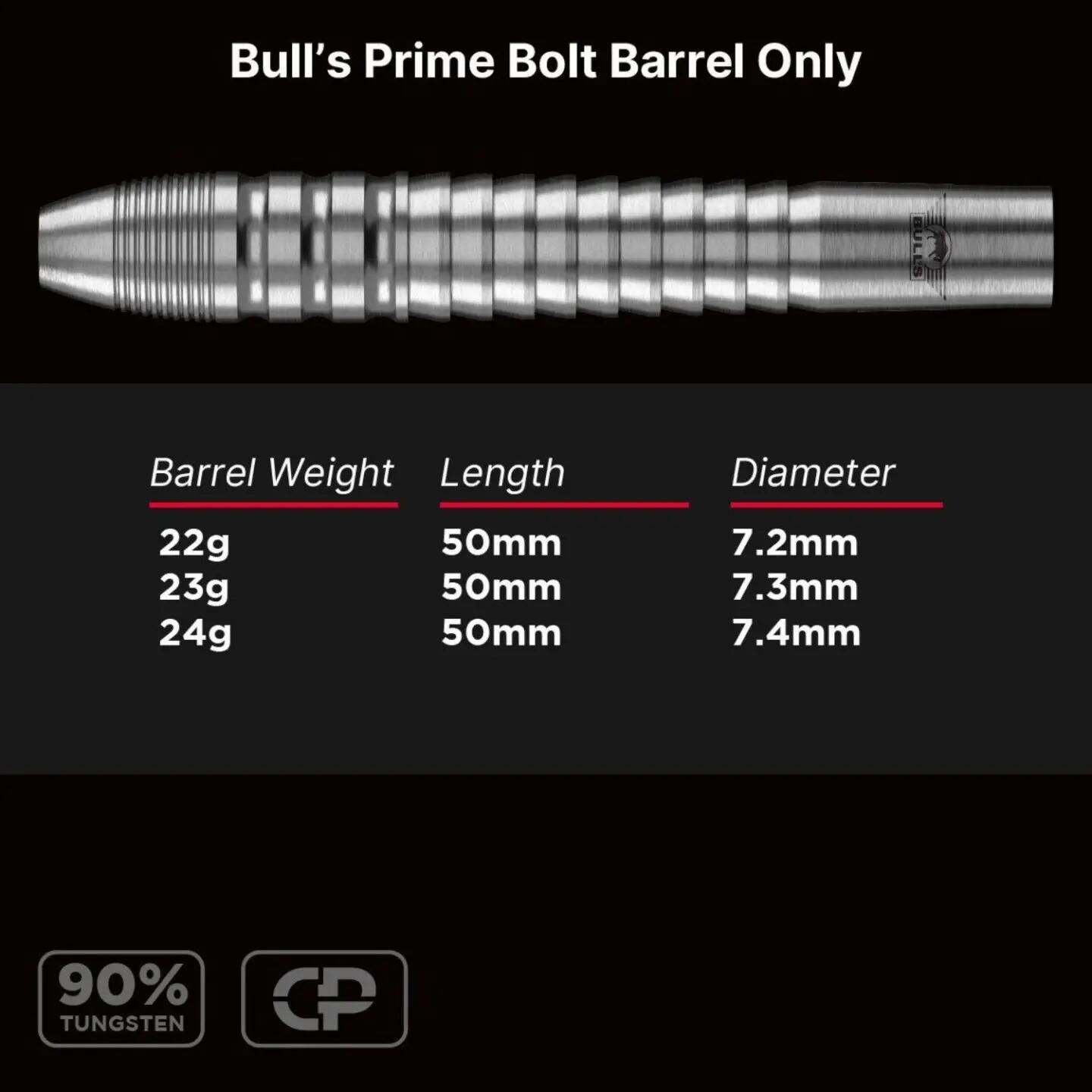 Prime 90% Bolt 23g CP Steeltip Barrels Only 7/7