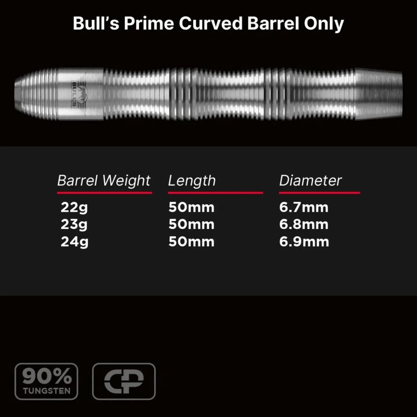 Prime 90% Curved 24g CP Steeltip Barrels Only 7/7