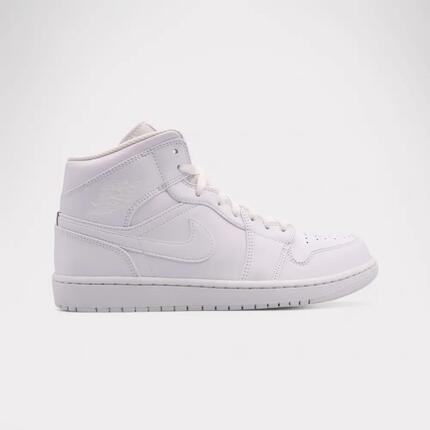 Chaussures - basket - homme - mi-haut, tout blanc - air jordan 1 mid