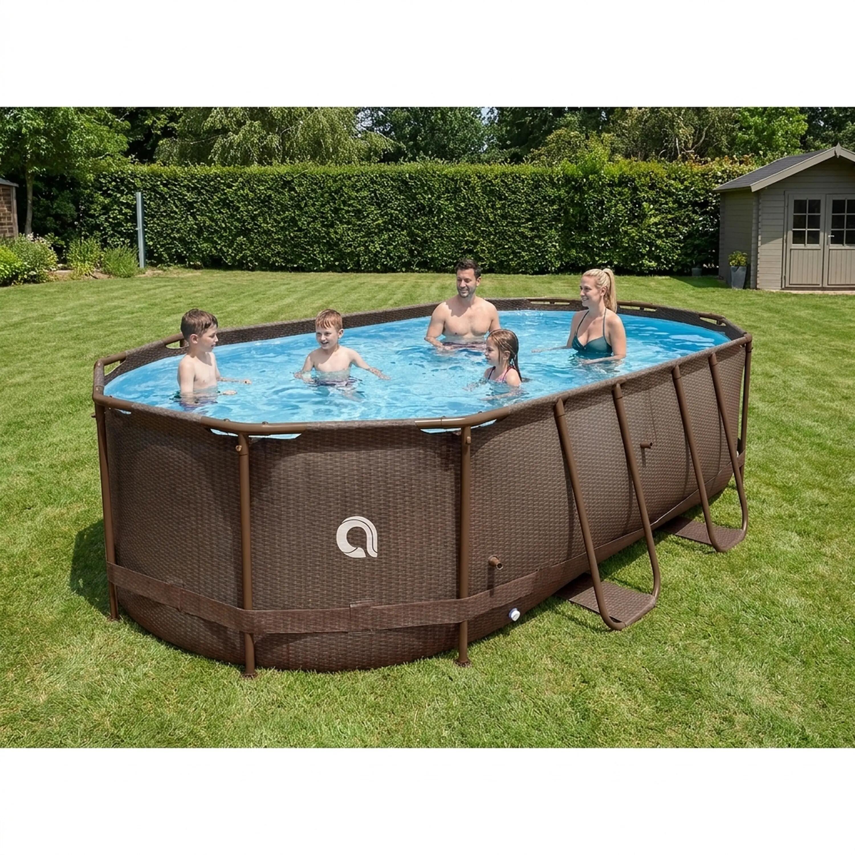 Frame Pool Ersatzpool 427x275x100cm braune Rattanoptik ohne Pumpe 6/14