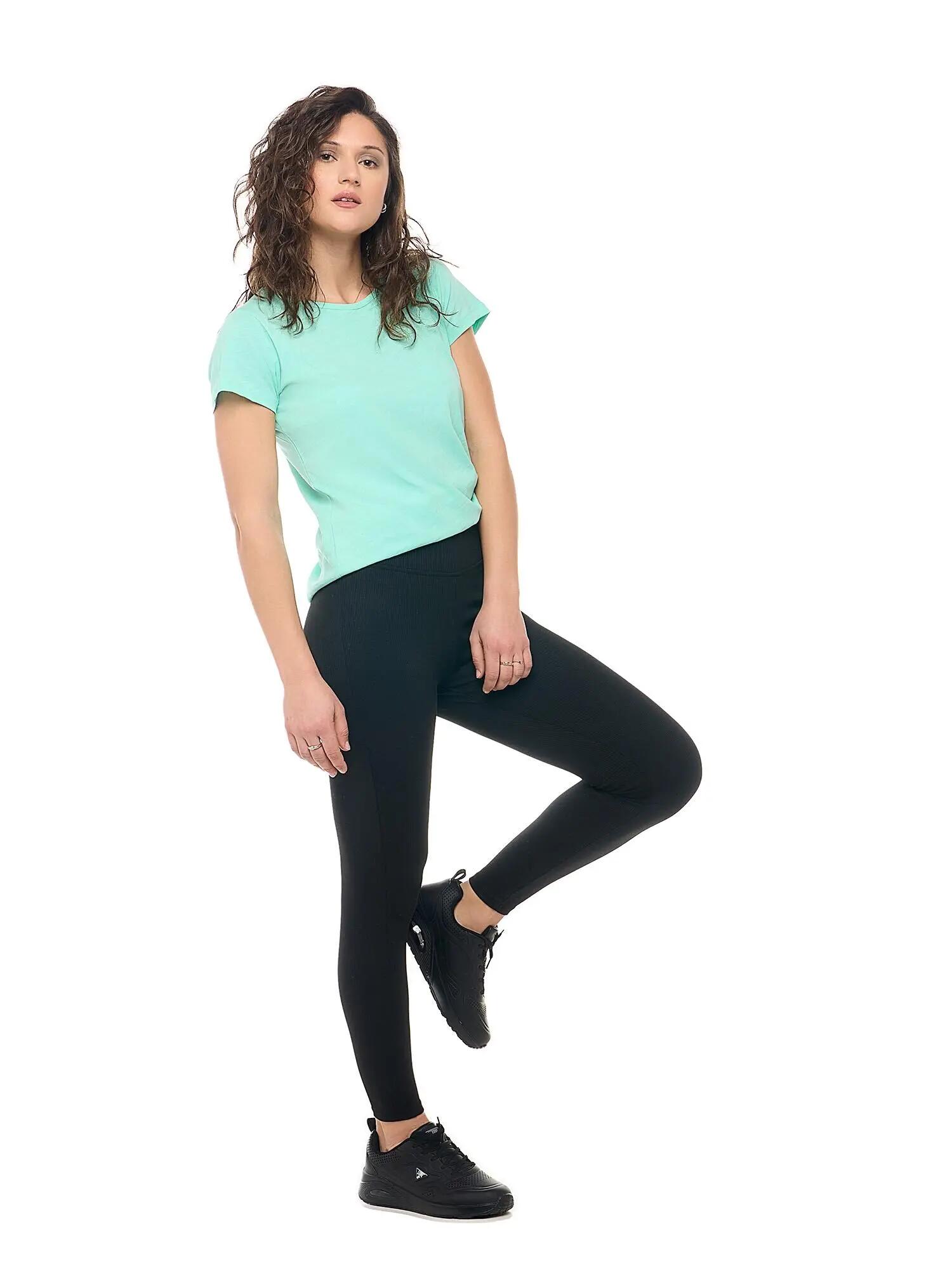 Leggings Damen Leone 1947 Apparel elastischer Bund Rippstrick Slim Fit bequem 3/6