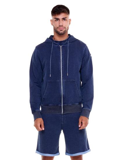 Męskie bluzy z kapturem w kolorze indygo denim