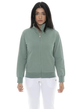 Leone Basic Damen-Sweatshirts mit Reißverschluss und Kragen