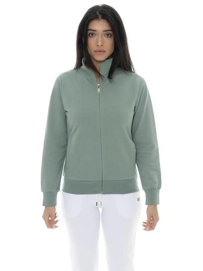 Leone Basic Damen-Sweatshirts mit Reißverschluss und Kragen