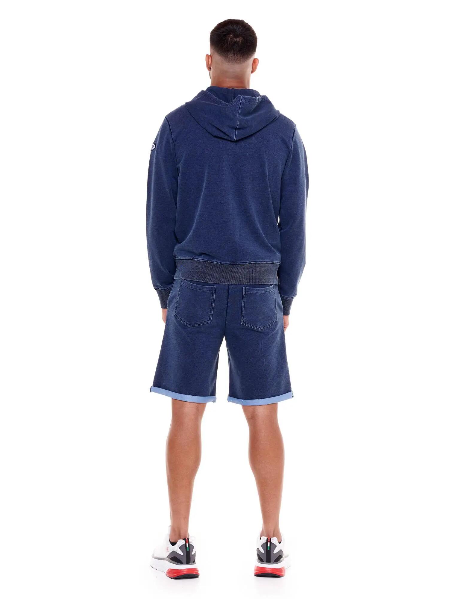 Męskie bluzy z kapturem w kolorze indygo denim 4/5