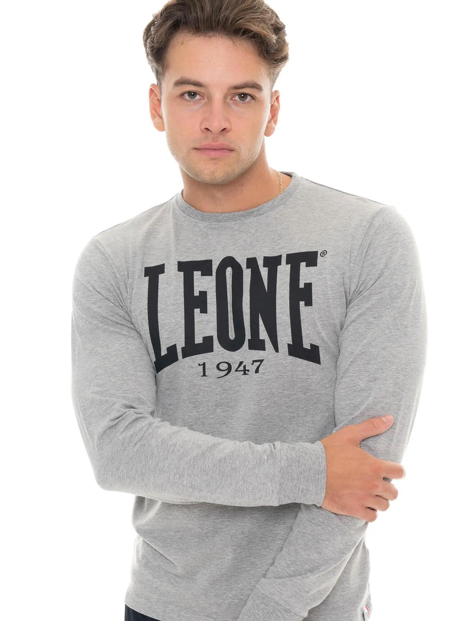 Herren-T-Shirt „Basic“ aus Stretch-Baumwolle mit großem Logo und langen Ärmeln 5/5