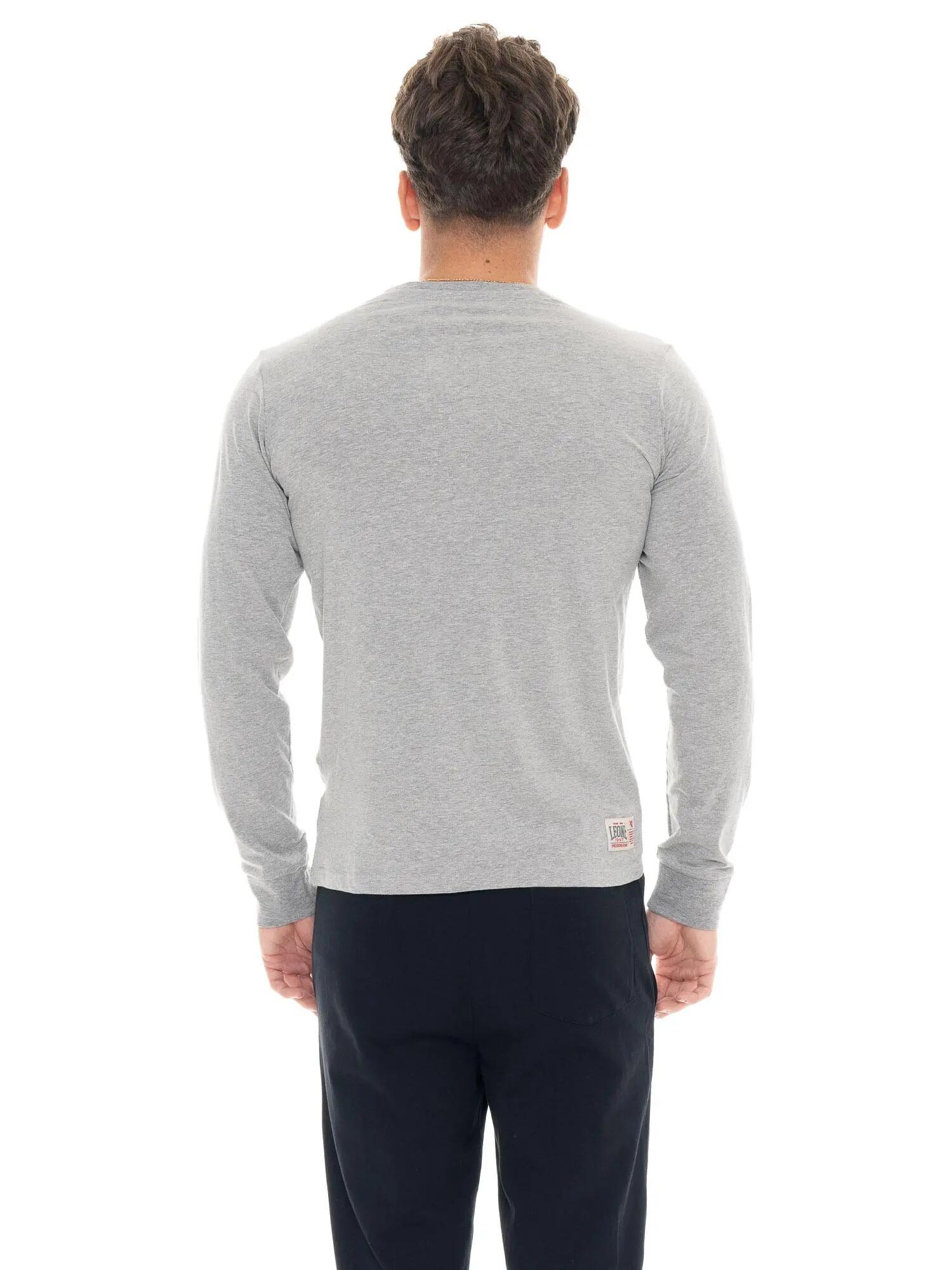 Herren-T-Shirt „Basic“ aus Stretch-Baumwolle mit großem Logo und langen Ärmeln 4/5