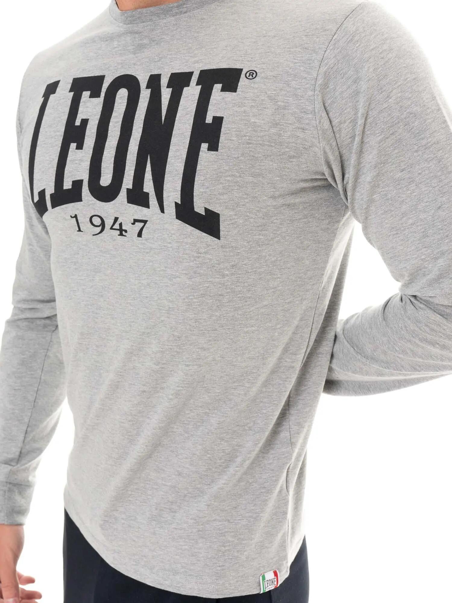 Herren-T-Shirt „Basic“ aus Stretch-Baumwolle mit großem Logo und langen Ärmeln 3/5