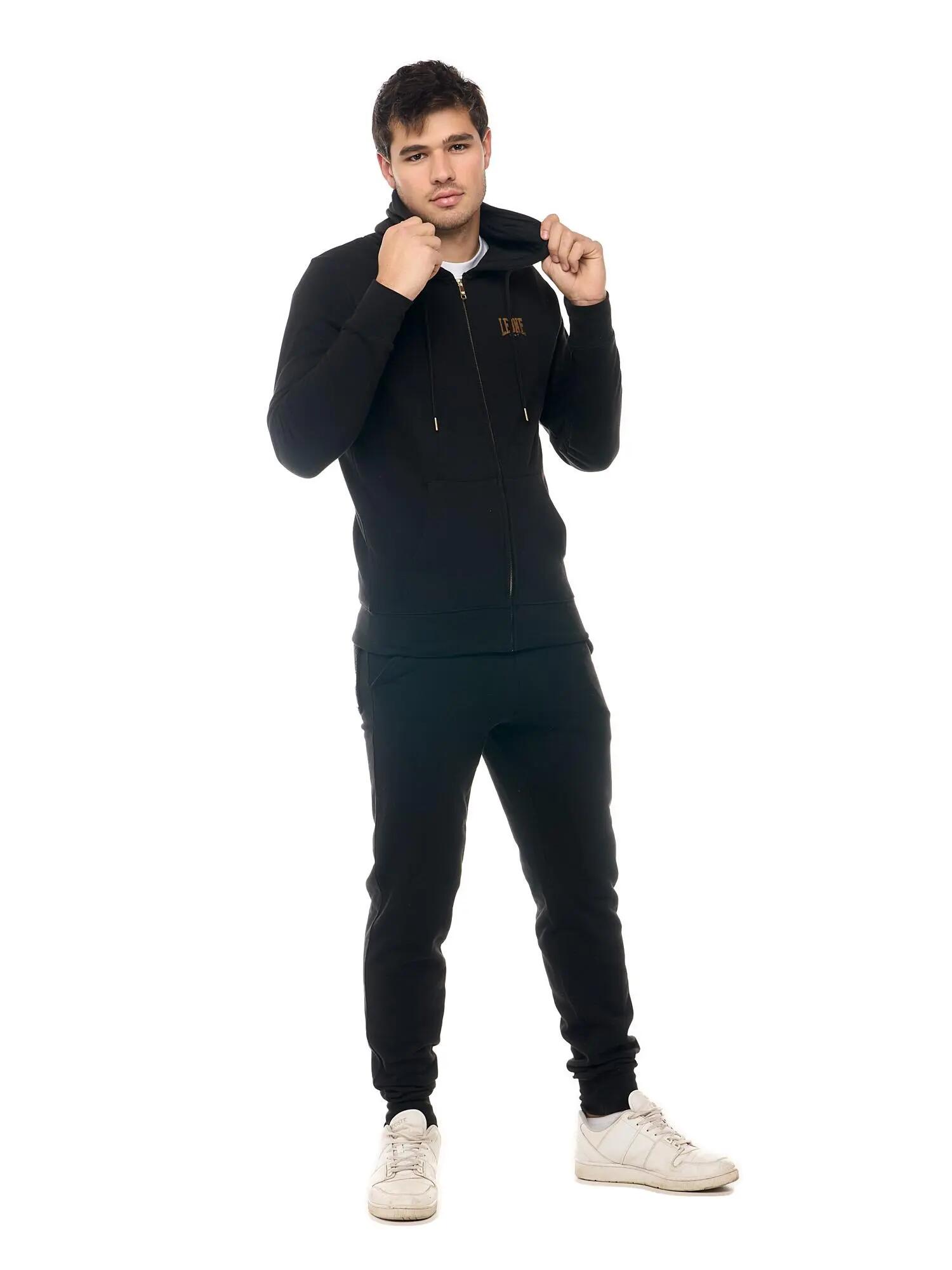 Felpa da uomo con cappuccio e zip non felpata Leone New Gold 3/6