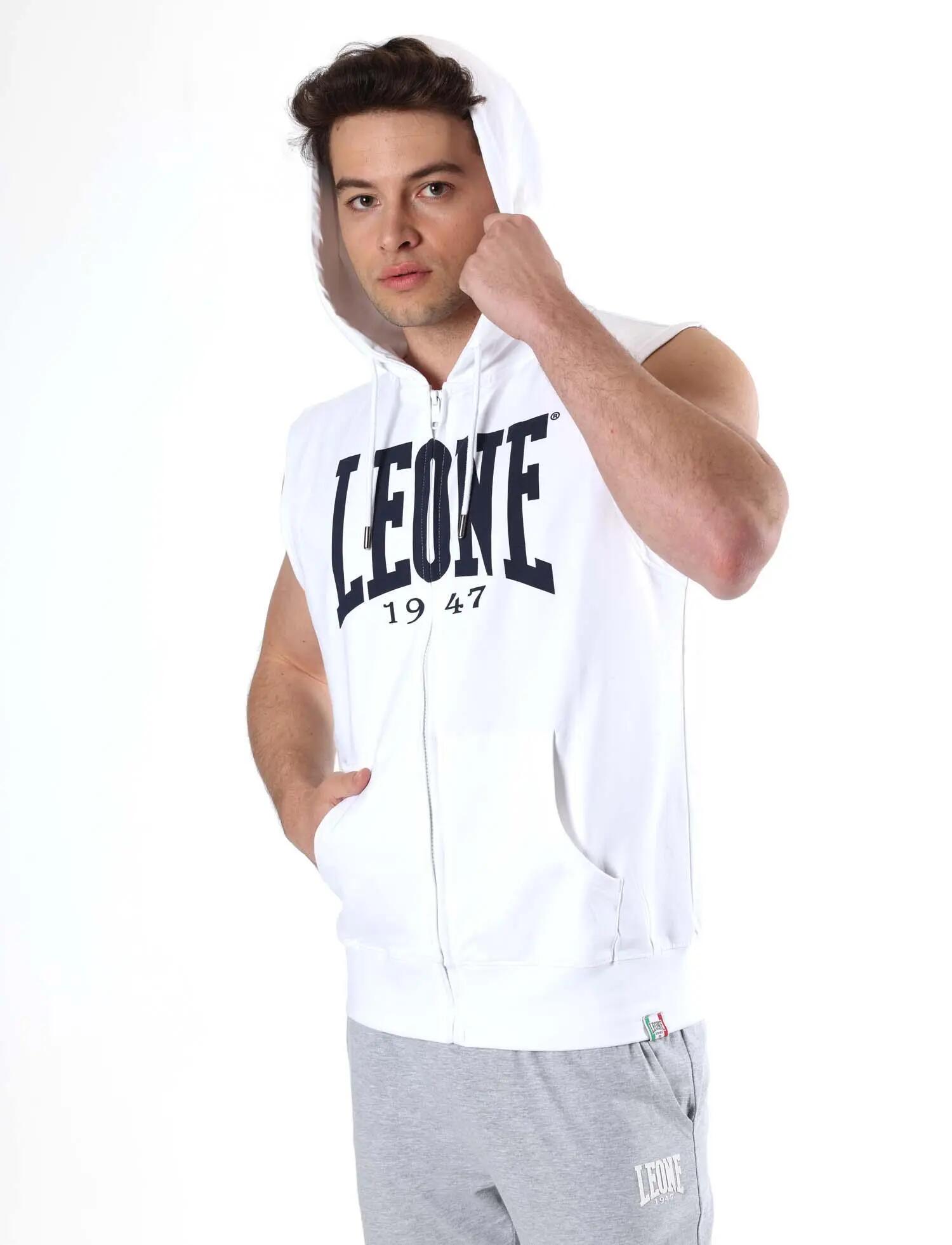 Leone Basic męska bluza z kapturem i bez rękawów zapinana na zamek 5/7