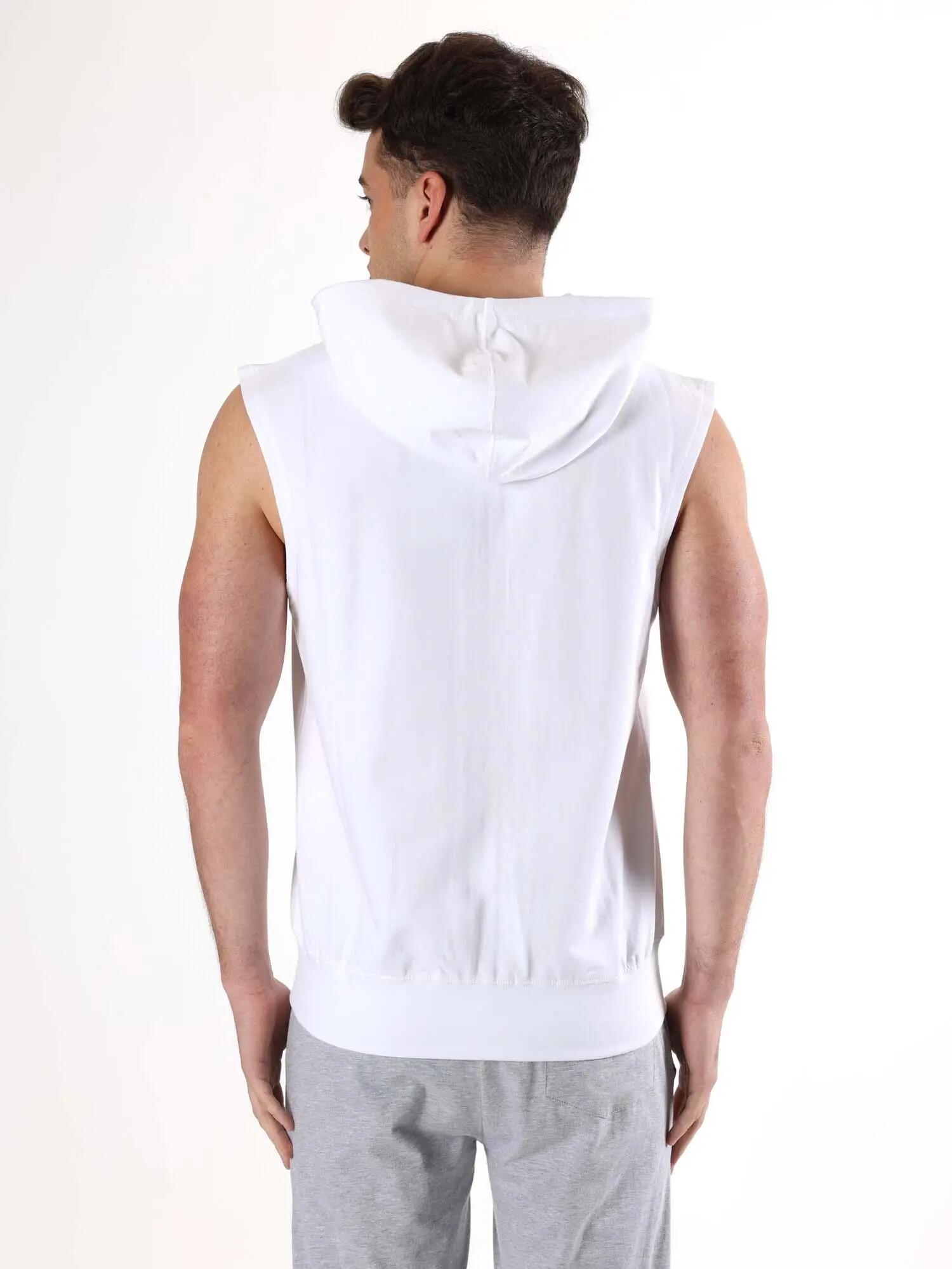 Leone Basic męska bluza z kapturem i bez rękawów zapinana na zamek 4/7