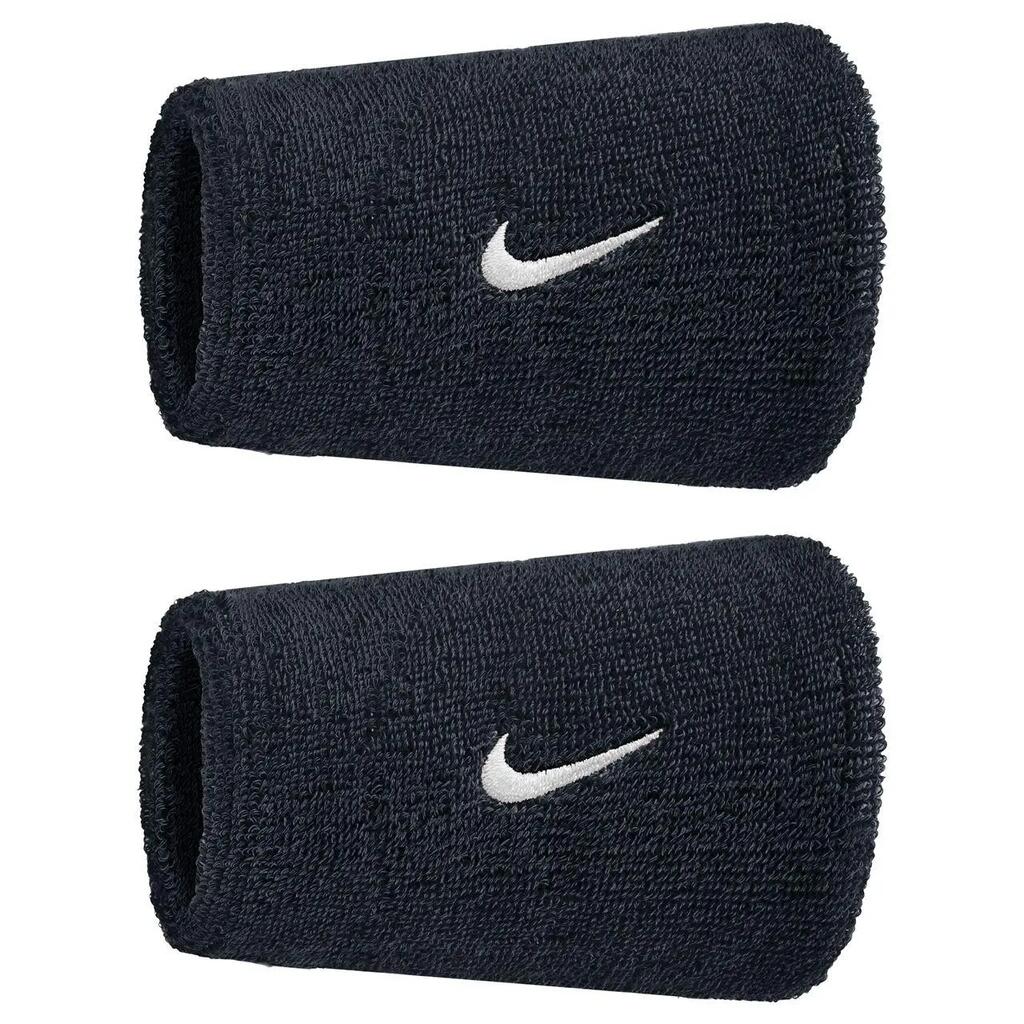 Classic Swoosh Double Wide Wristband (Pack of 2) (Black/White)