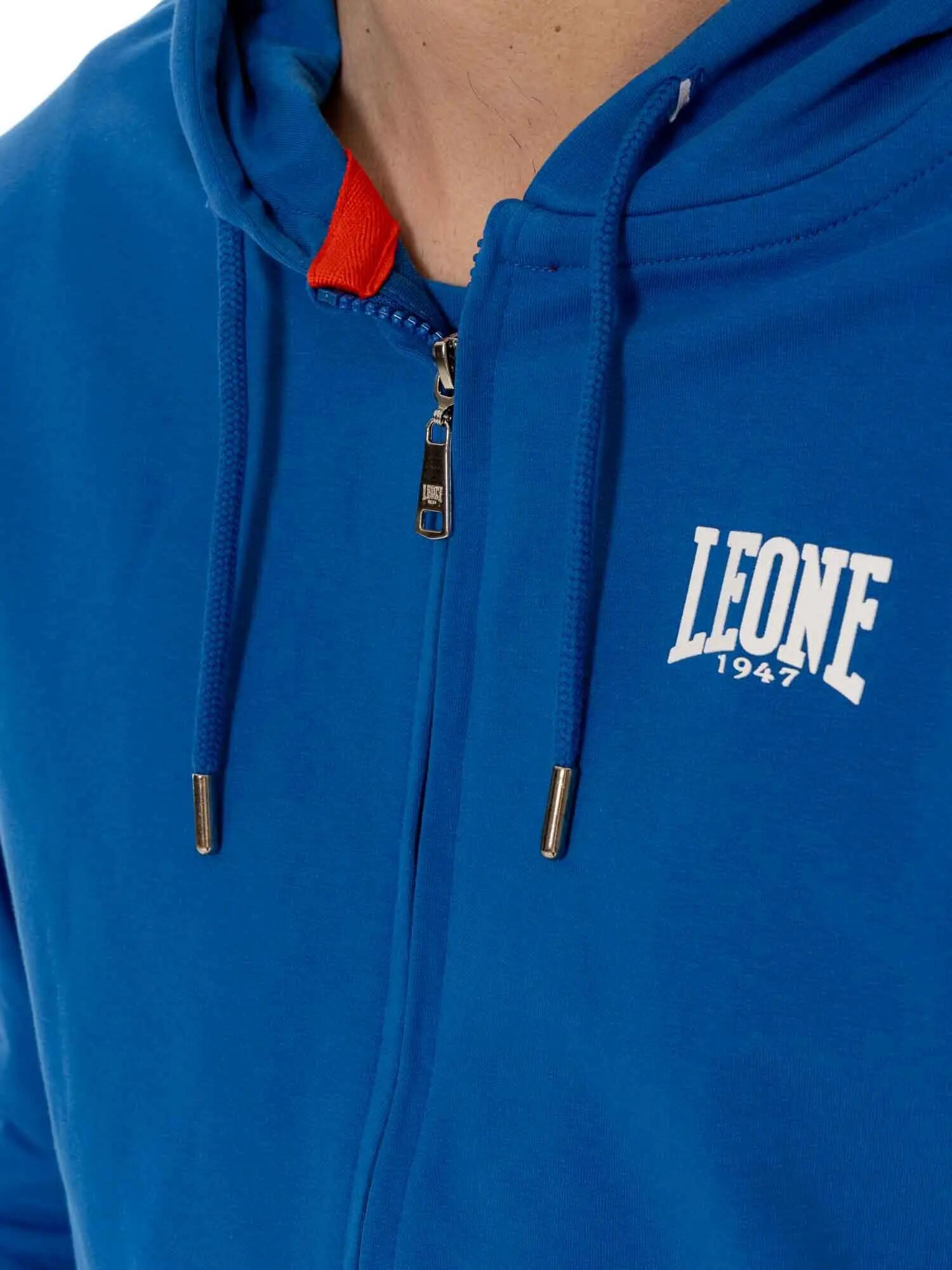 Felpa da uomo con cappuccio e zip non felpata Leone Basic 3/7