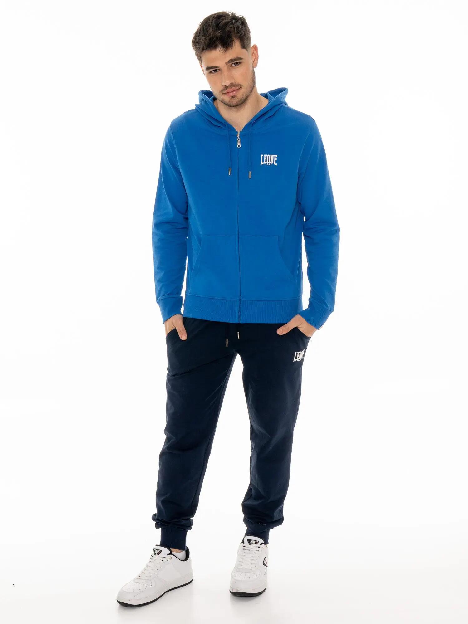 Felpa da uomo con cappuccio e zip non felpata Leone Basic 2/7