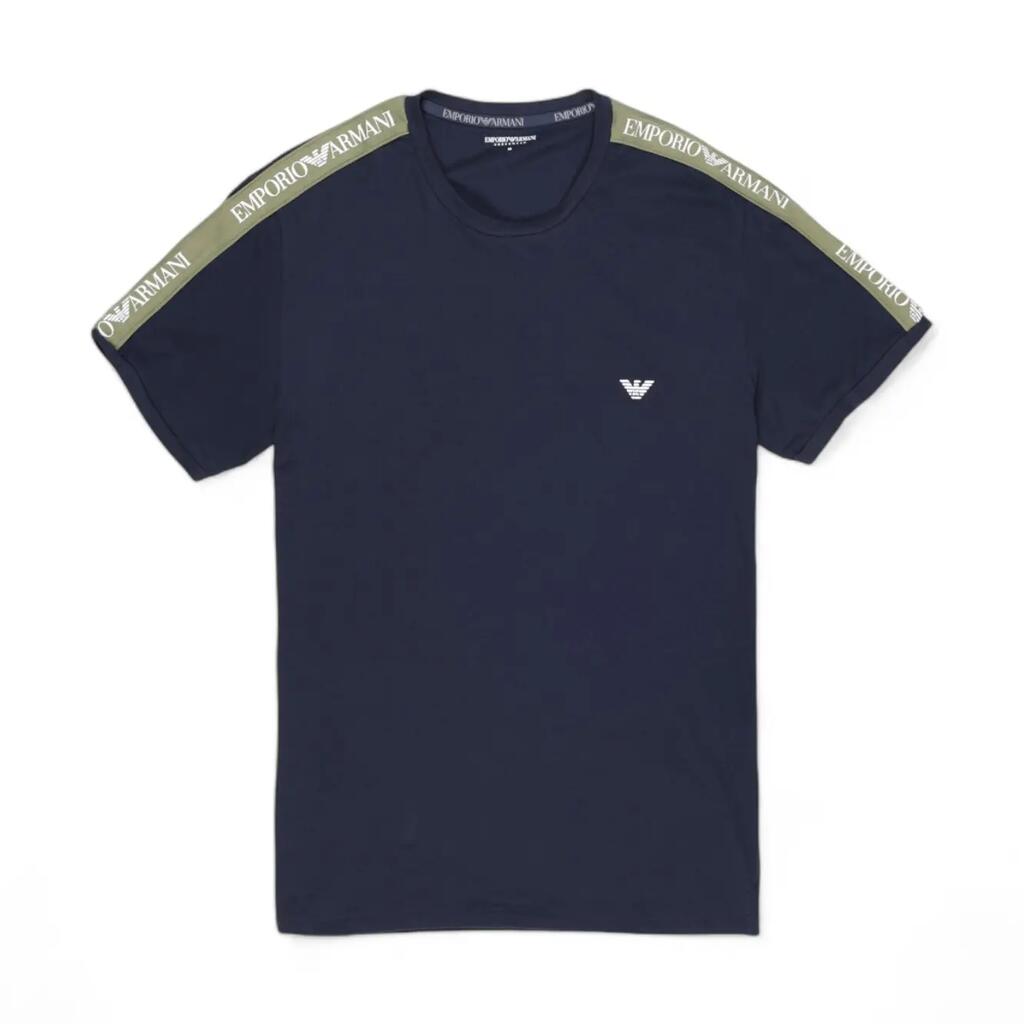 MEN'S crop top t-shirt CREW NECK T-SHIRT BLUE