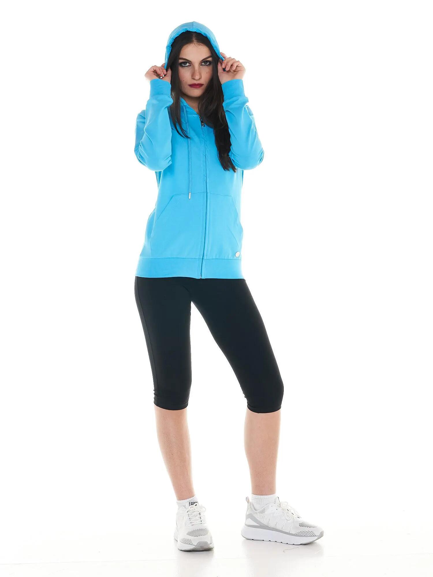Felpa da donna con cappuccio e zip Basic 3/6