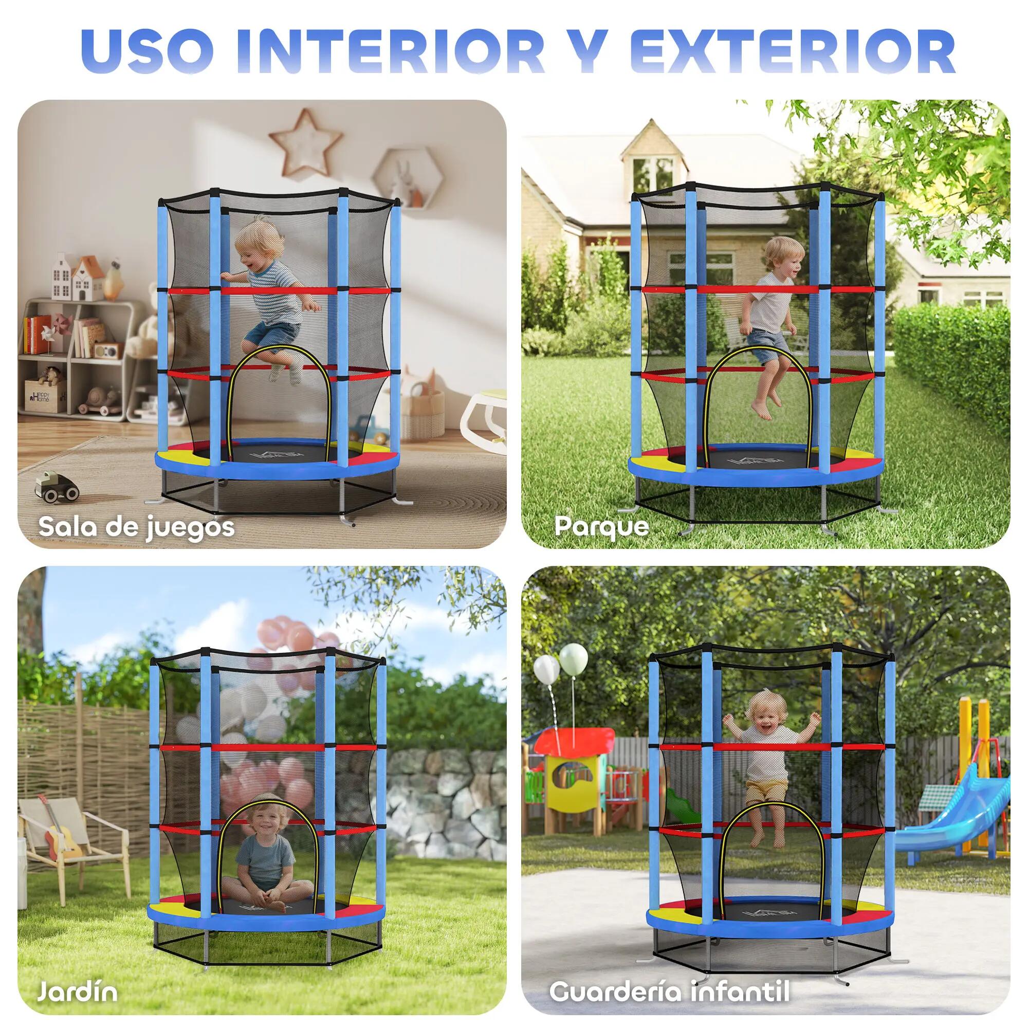 Cama Elástica Infantil HOMCOM 140x140x190 cm Multicolor 5/7