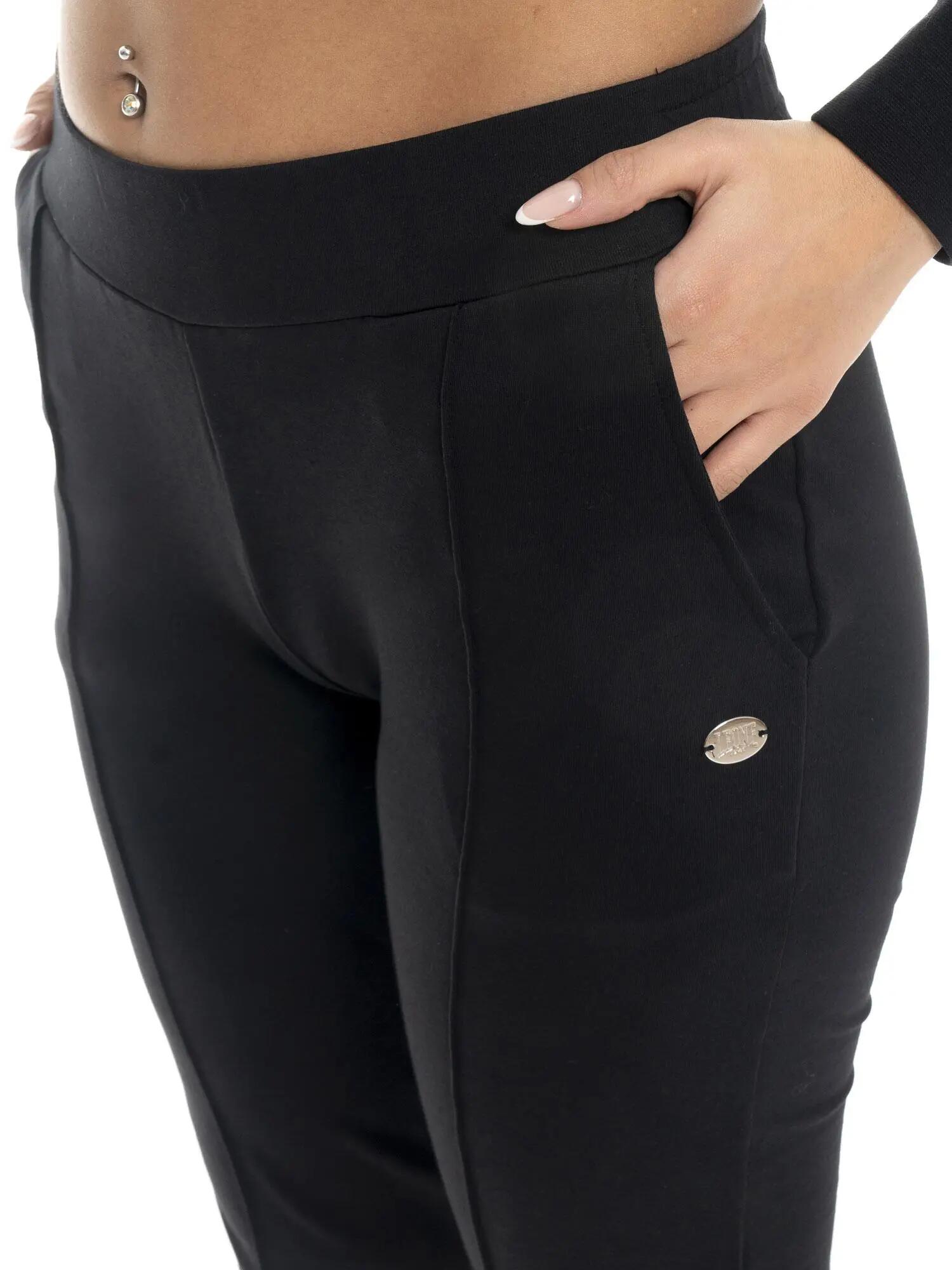 Pantaloni da donna in cotone non Felpeto con piega Leone Basic 3/7
