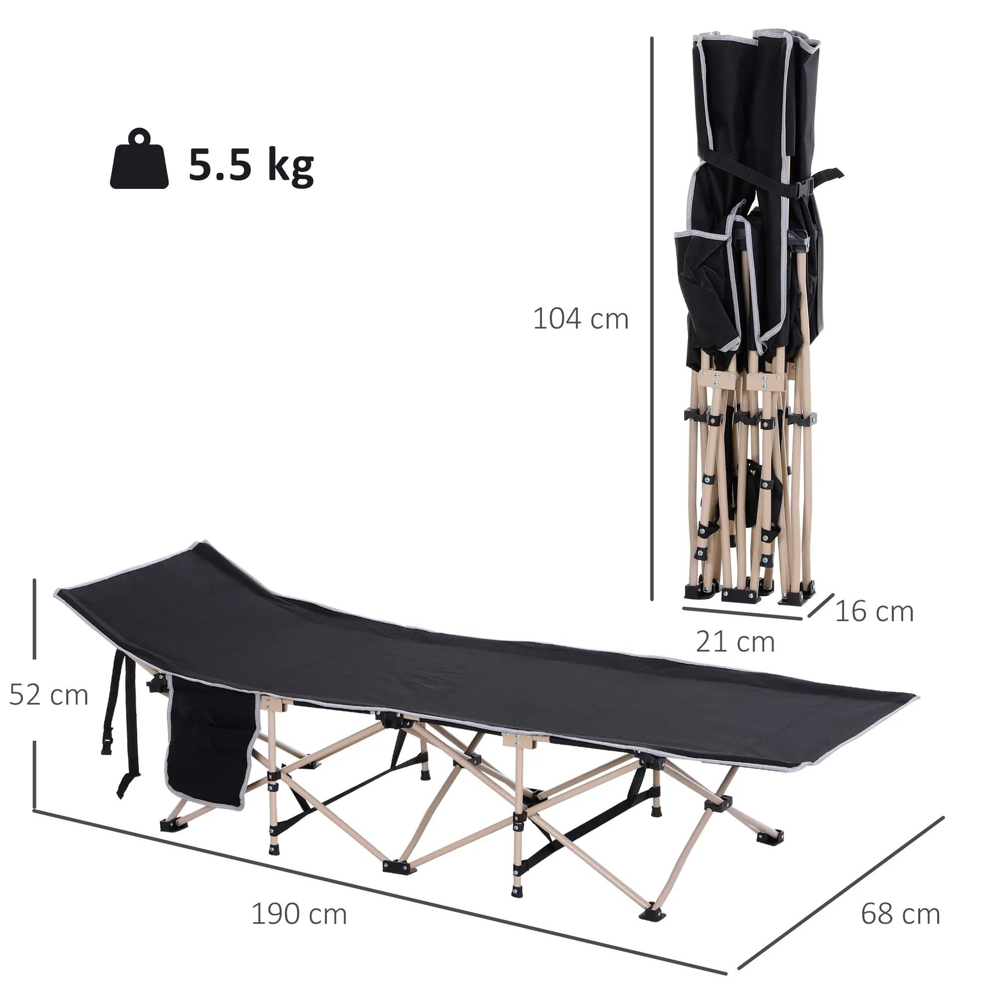 Lit de camp - Camping - Unisexe - Pliable, résistant aux intempéries - Noir 5/6