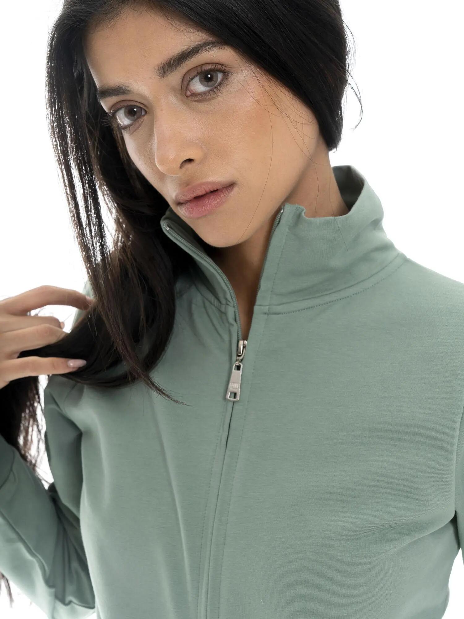 Felpa con colletto e zip da donna non felpata Leone Basic 3/7