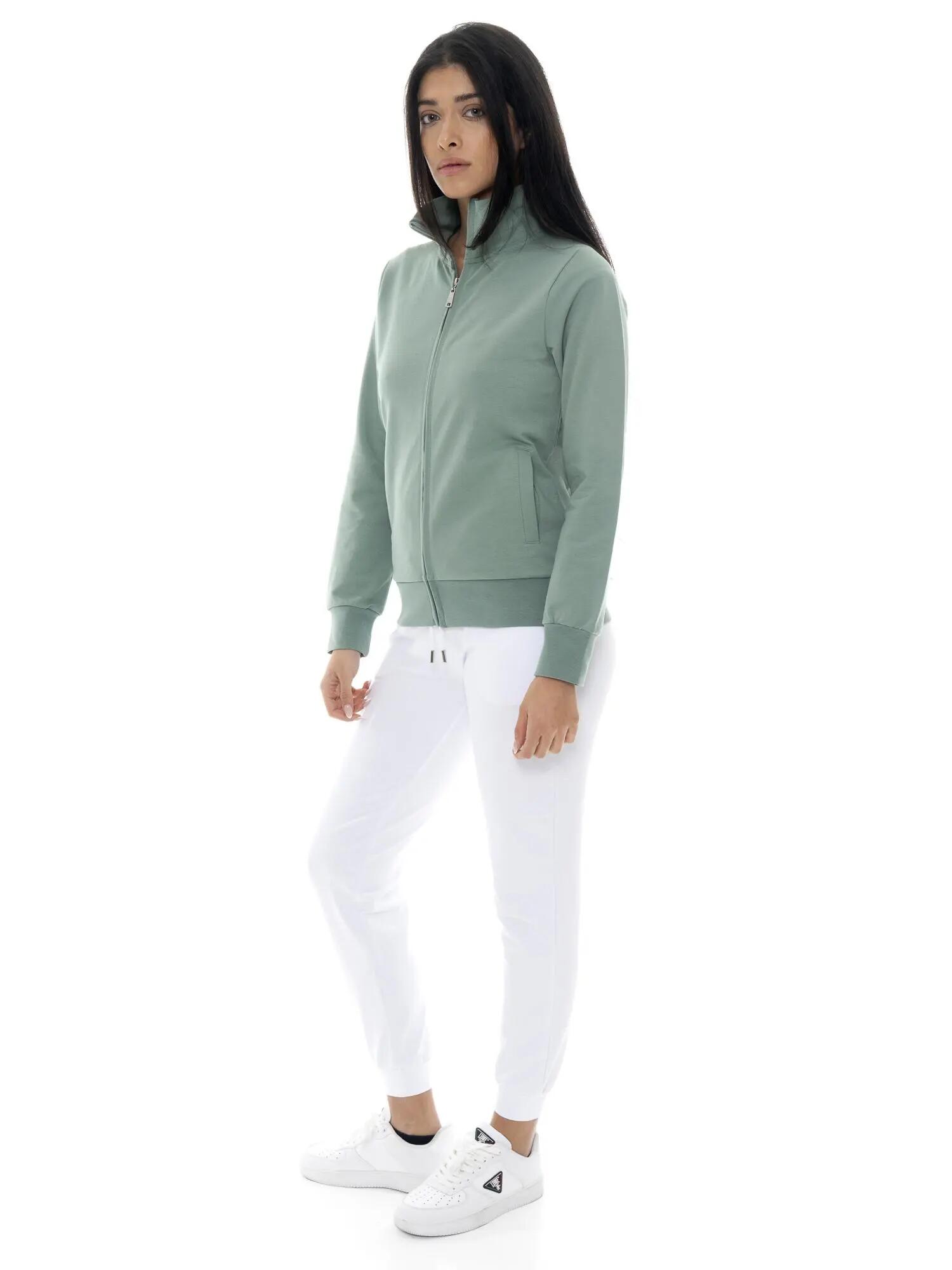 Felpa con colletto e zip da donna non felpata Leone Basic 2/7