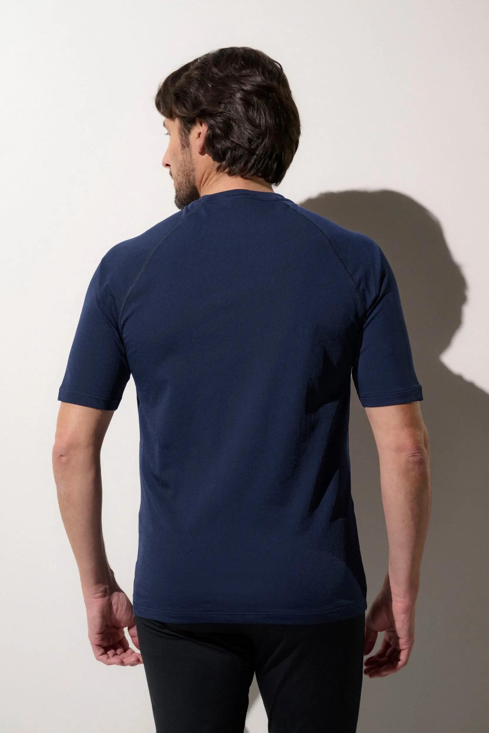 T-shirt de bain anti-UV Homme manches courtes, Moorea, Bleu Océan 3/5