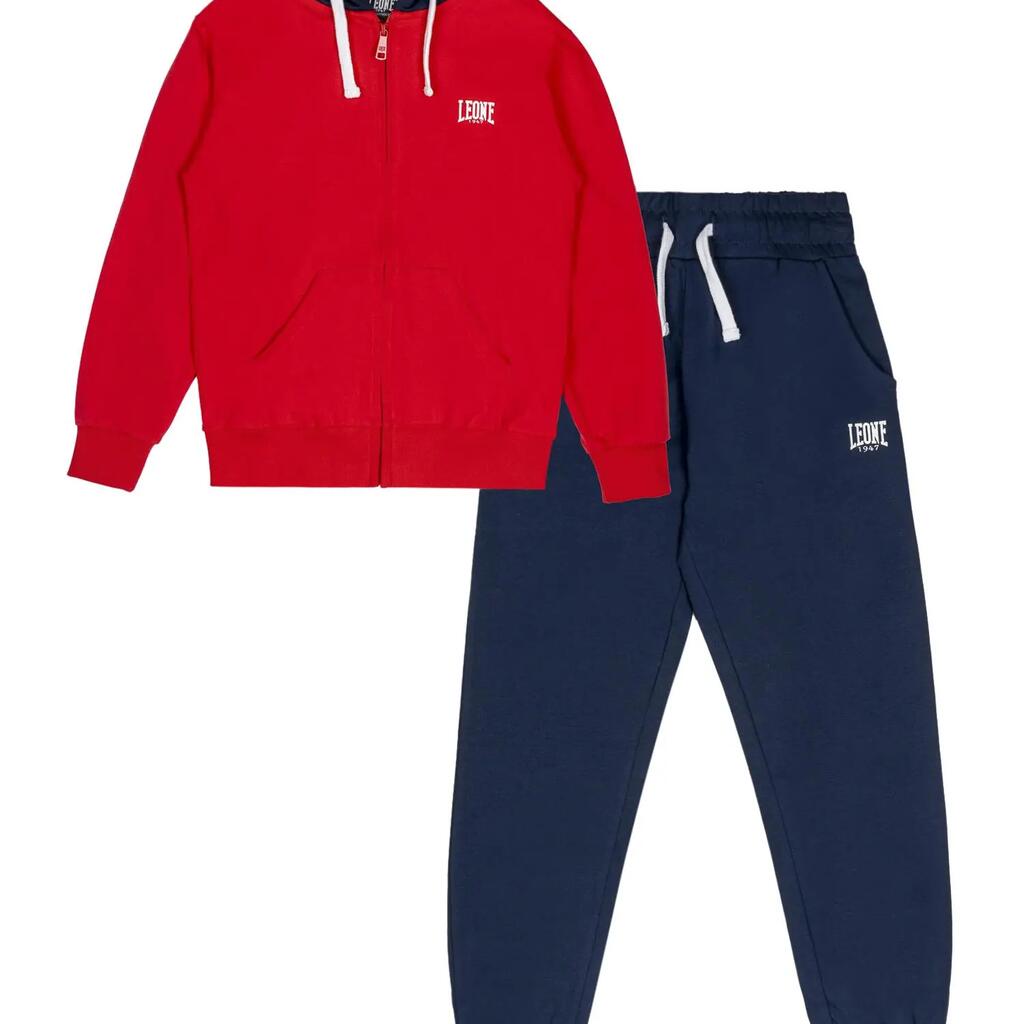 Leone New Basic children's tracksuit in unbrushed cotton with hood and zip
