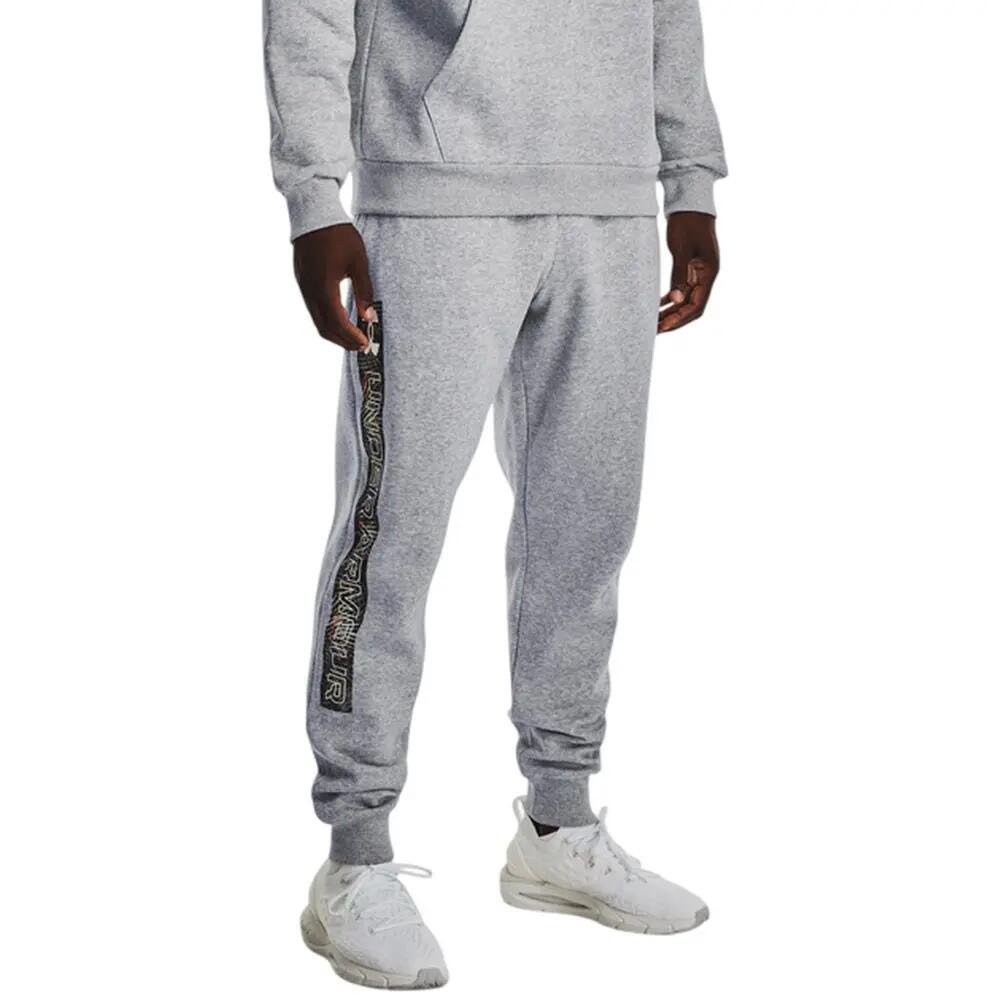 Heren Rival Fleece Graphic Joggingbroek (Grijs) 4/5