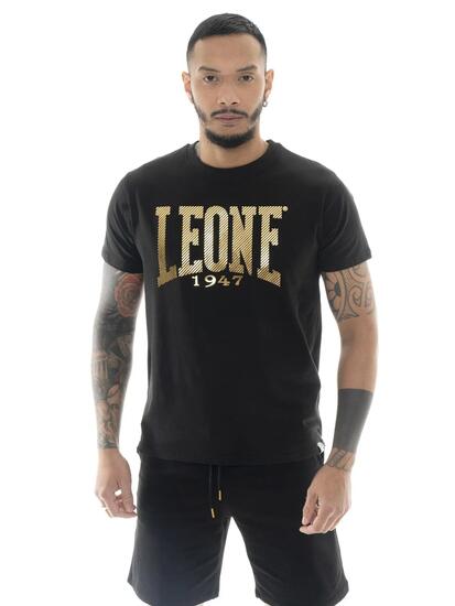 T-shirt à manches courtes Leone Stripe Gold Stretch Cotton pour hommes