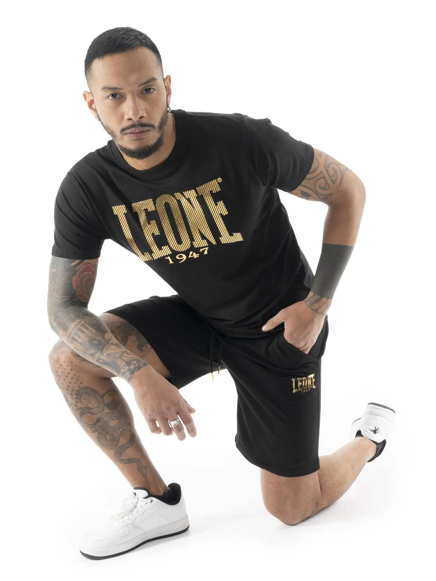 Leone Stripe Gold Stretch Cotton T-shirt met korte mouwen voor heren 5/5