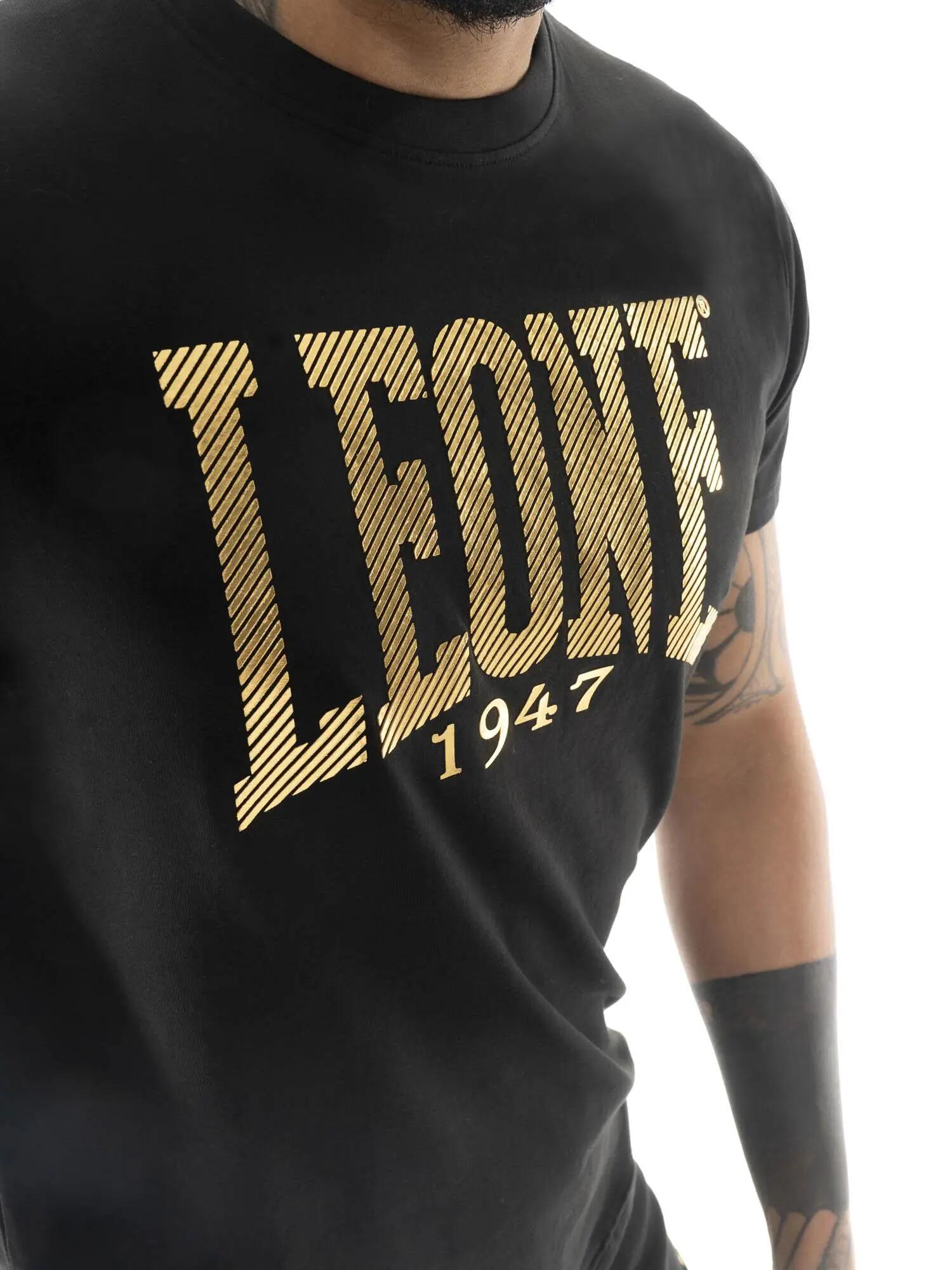 Leone Stripe Gold Stretch Cotton T-shirt met korte mouwen voor heren 3/5