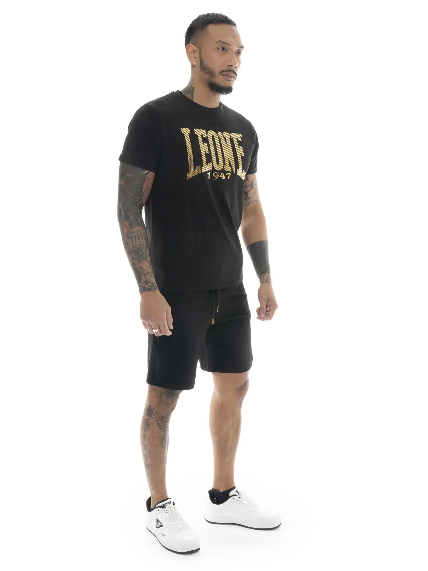 Leone Stripe Gold Stretch Cotton T-shirt met korte mouwen voor heren 2/5