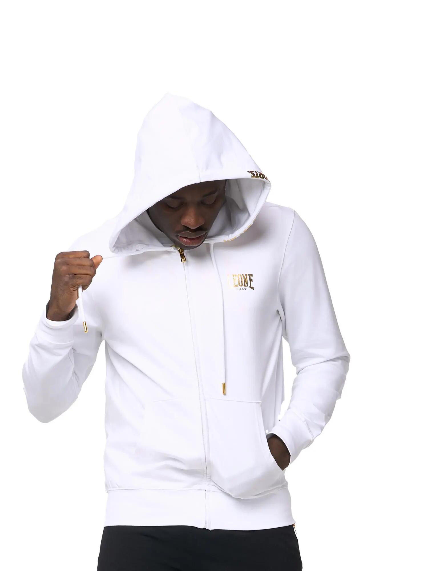 Leone Neuer goldener Herren-Kapuzenpullover mit Reißverschluss 5/6