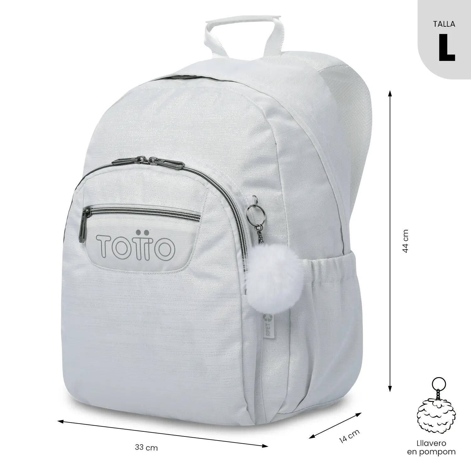 Totto Mochila escolar Acuarela Neo White Poliéster reciclado 34 x 44 x 14 cm 3/5