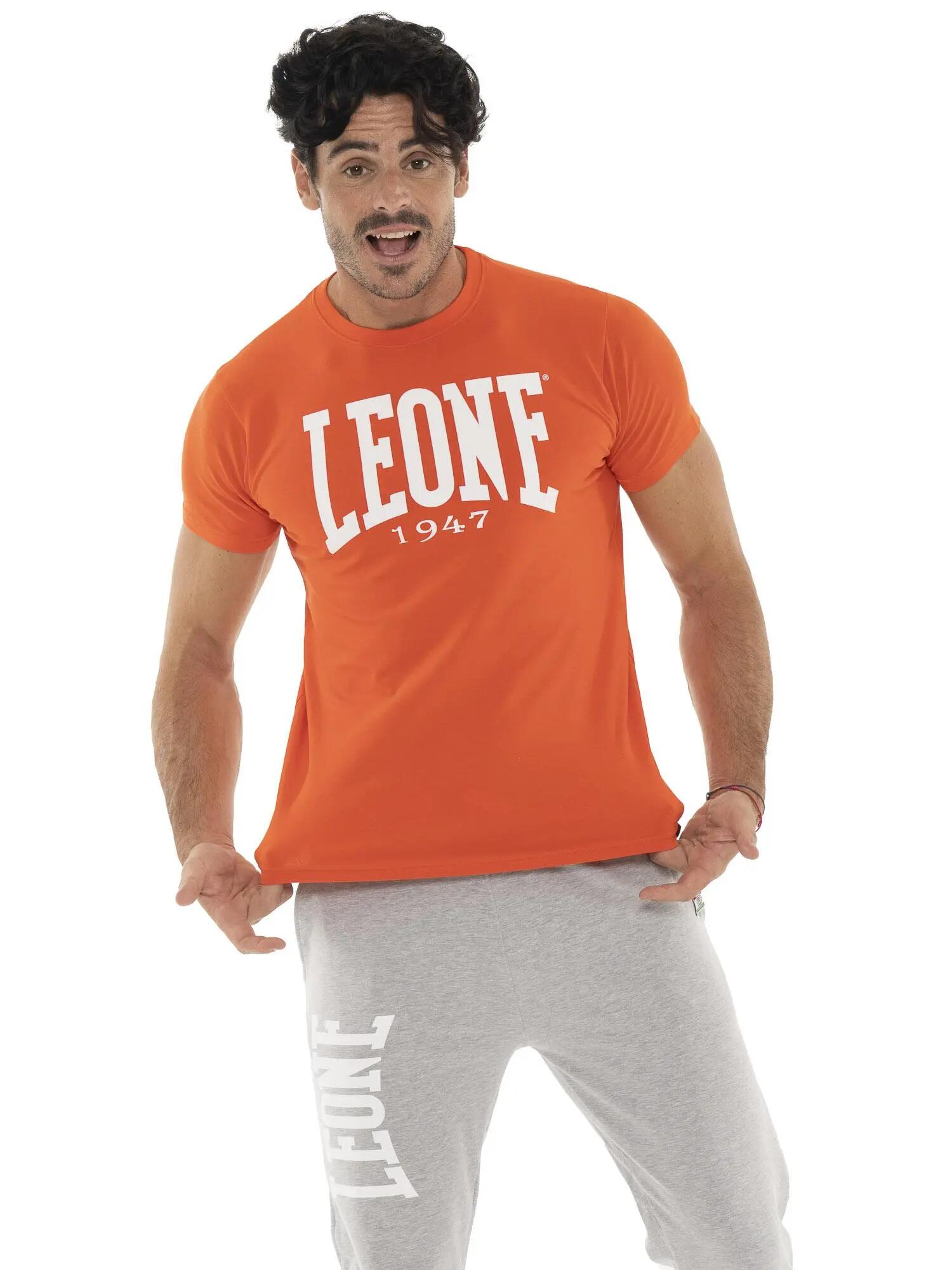 Stretch katoenen T-shirt met korte mouwen en groot Leone Basic-logo 5/5
