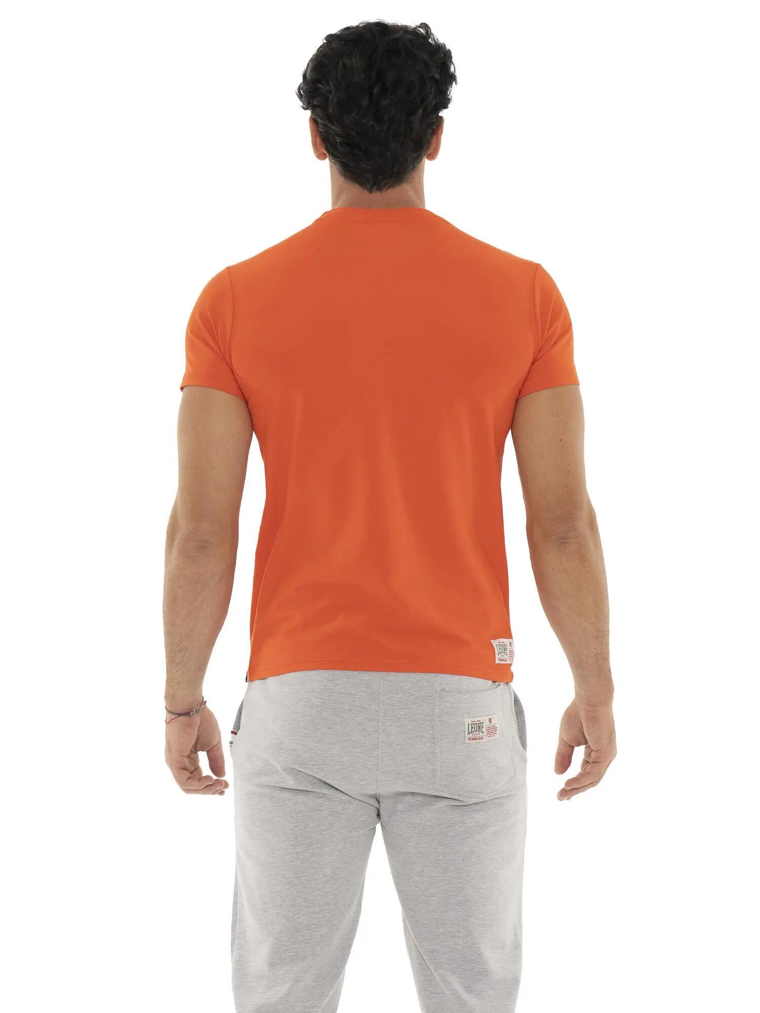 Stretch katoenen T-shirt met korte mouwen en groot Leone Basic-logo 4/5