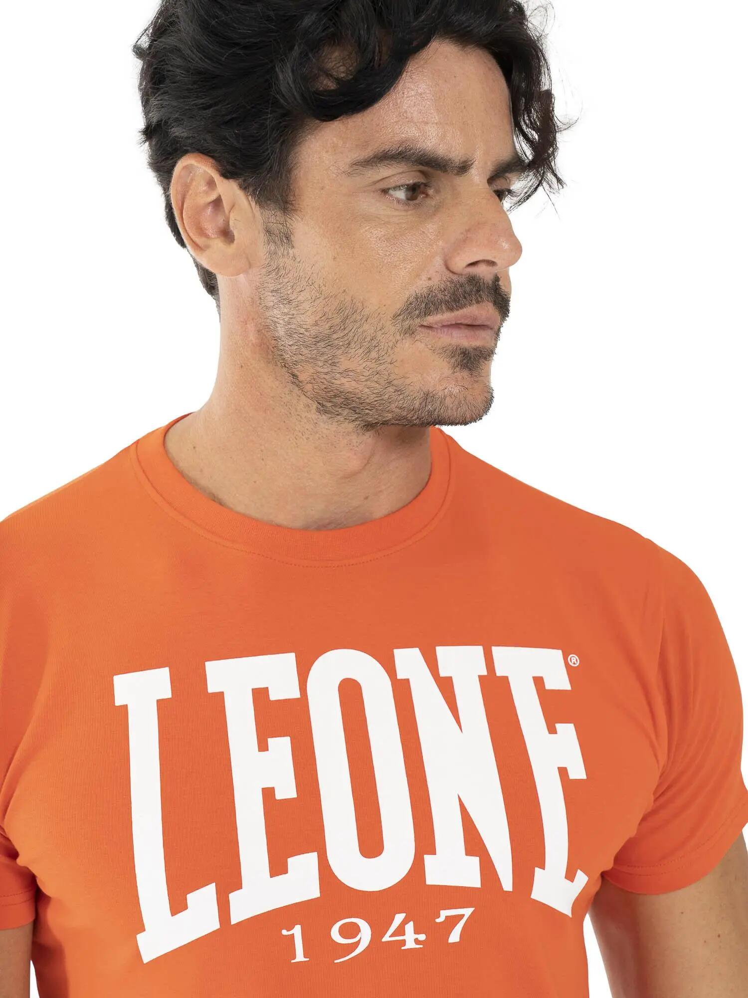 Stretch katoenen T-shirt met korte mouwen en groot Leone Basic-logo 3/5