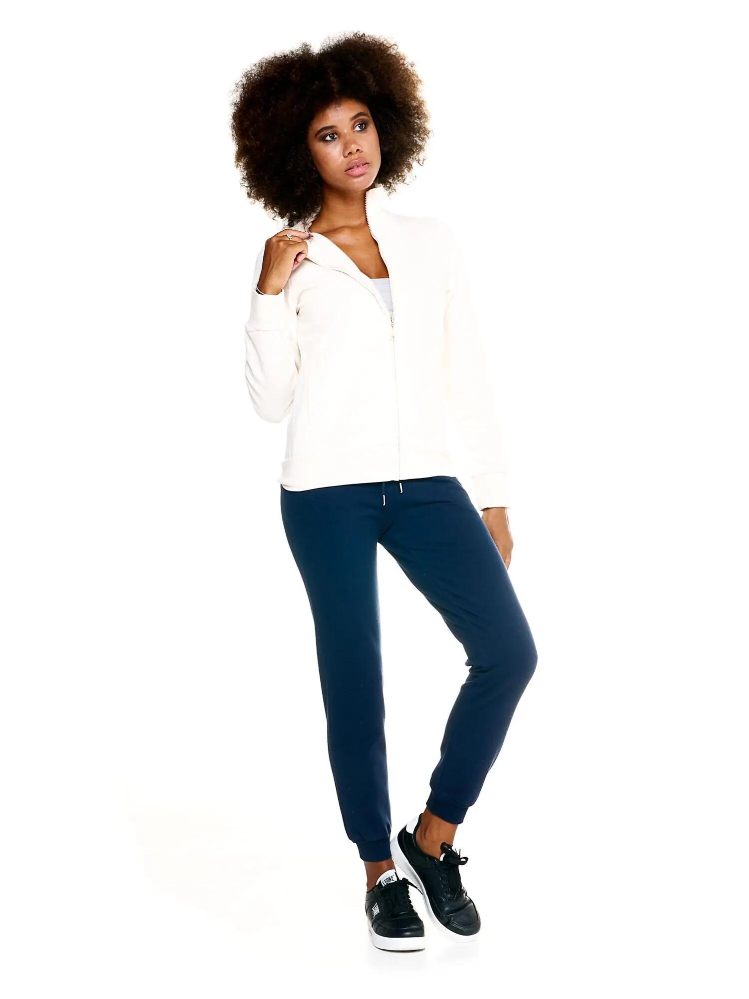 Einfaches Leone Damen-Sweatshirt mit durchgehendem Reißverschluss 3/6