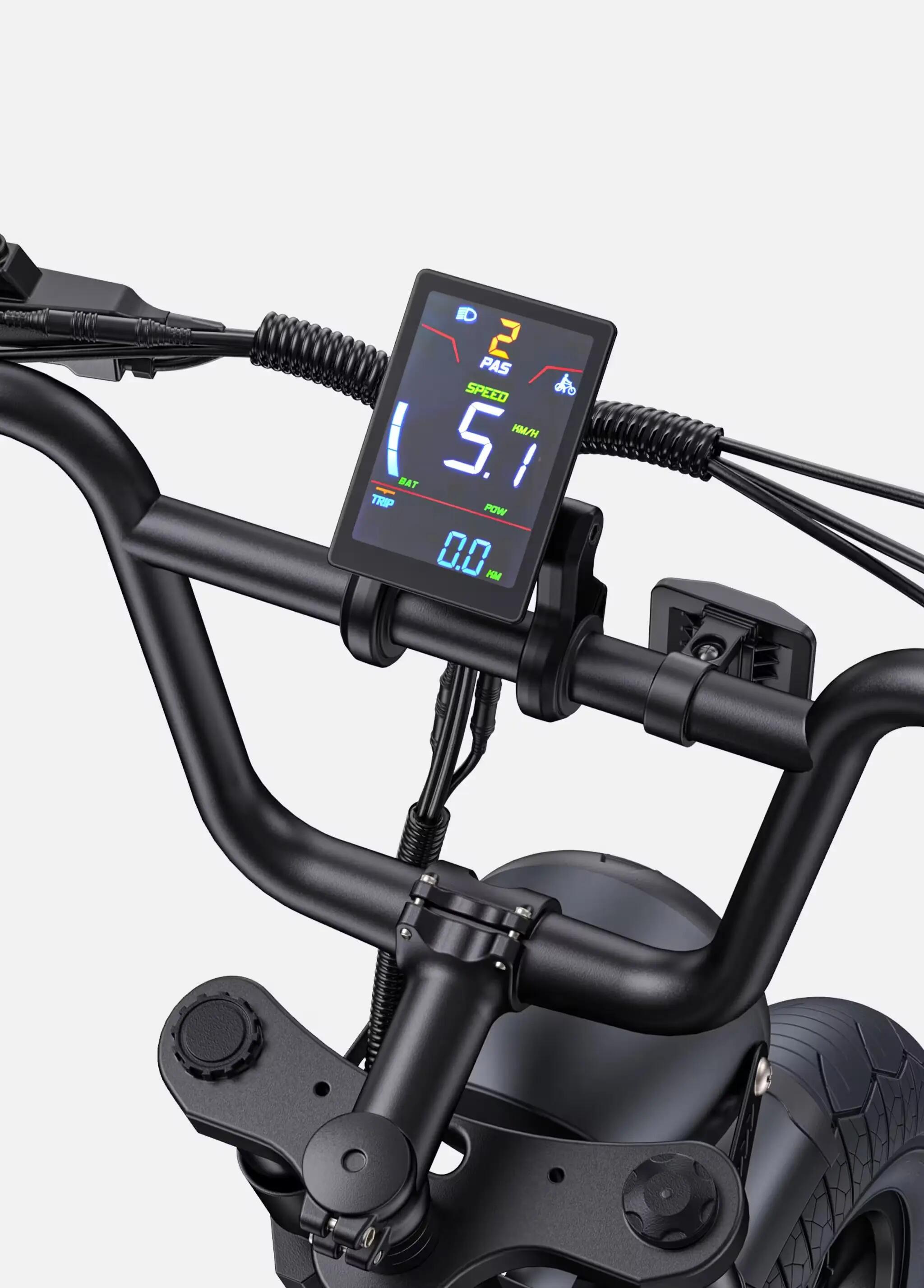 Bicicleta Elétrica M1 48V 28.6Ah Bateria Dupla 170km Fat 20x4 Hidráulico 5/6