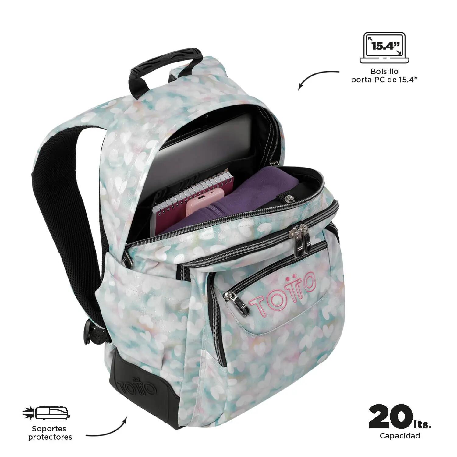 Totto Mochila escolar Crayoles Corazones pastel Poliéster 33 x44 x13.5 cm 4/5