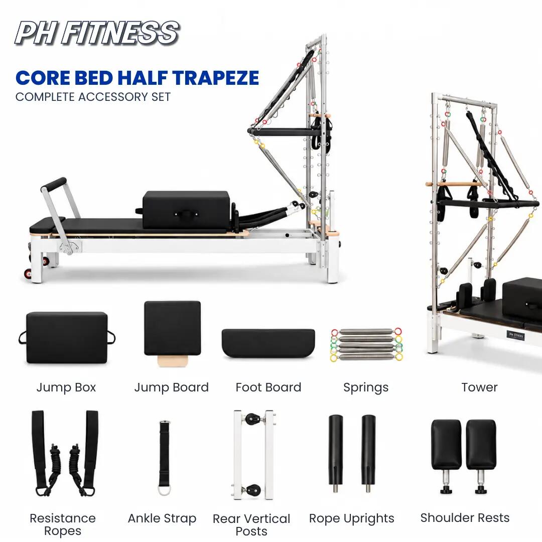 Reformer Pilates alluminio con mezza torre trapezio | PH Fitness 3/9