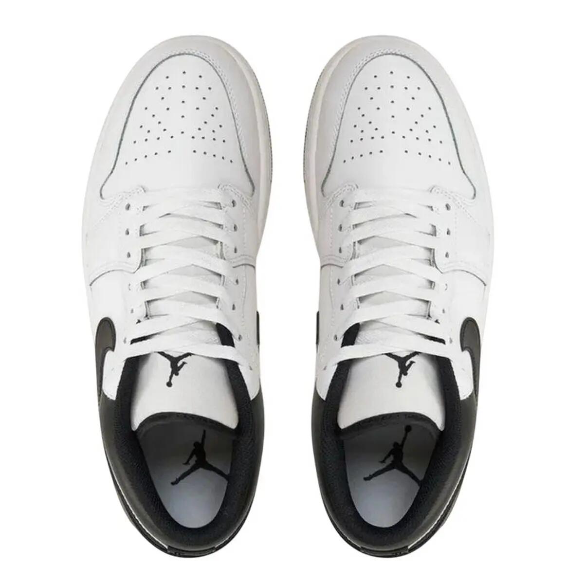 Heren Air Jordan 1 Leather Low Trainers (Wit, Zwart) 3/4