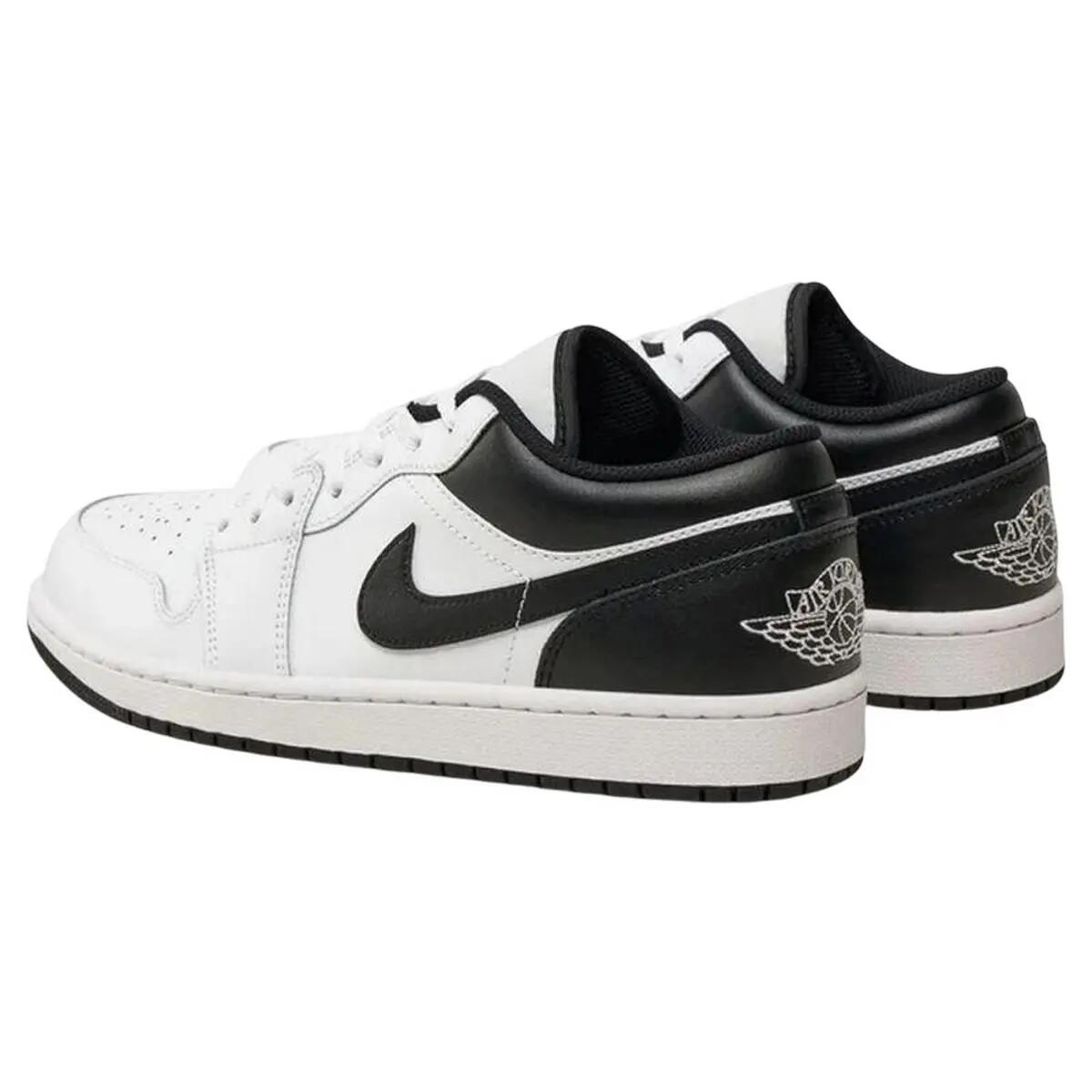 Heren Air Jordan 1 Leather Low Trainers (Wit, Zwart) 2/4