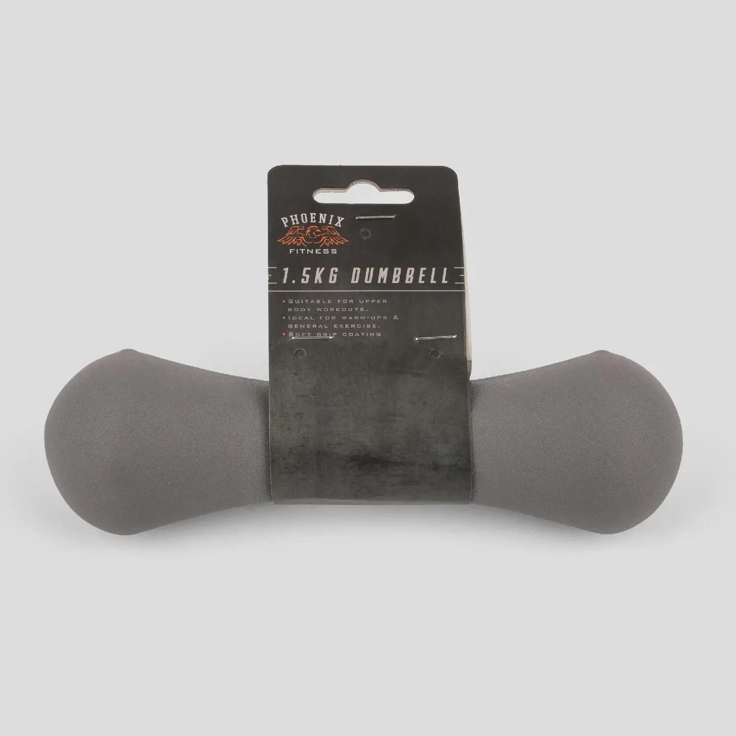 Haltère de 1,5 kg avec revêtement en néoprène gris 8/9
