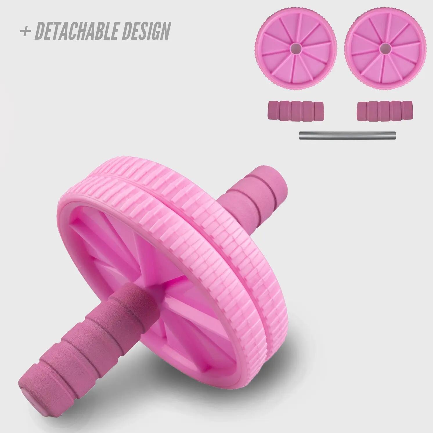 Rullo addominale con doppia ruota regolabile, colore rosa 9/9