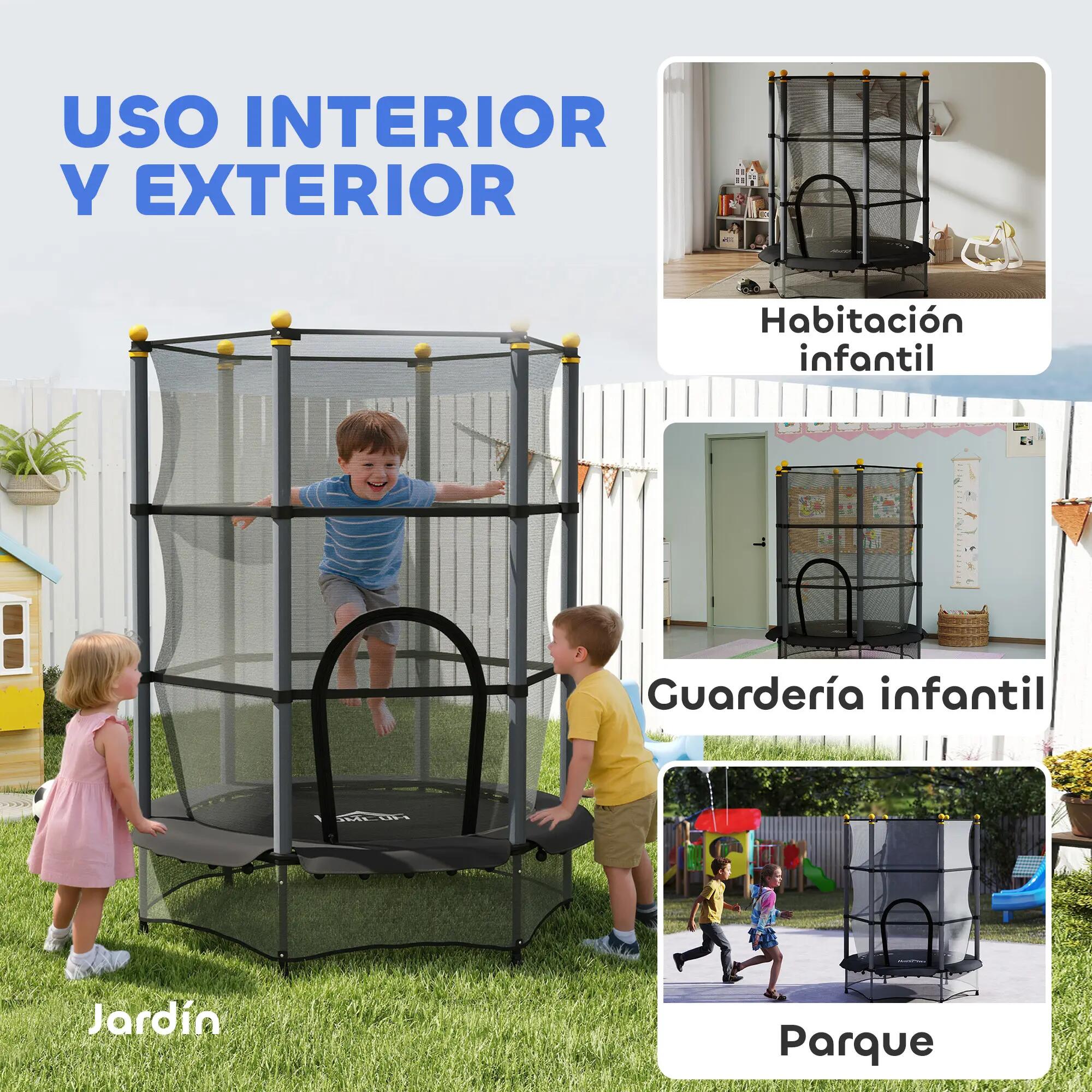 Cama Elástica Infantil HOMCOM 140x140x190 cm Negro 5/7